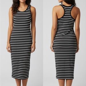 Black and White Striped Sleeveless Dress